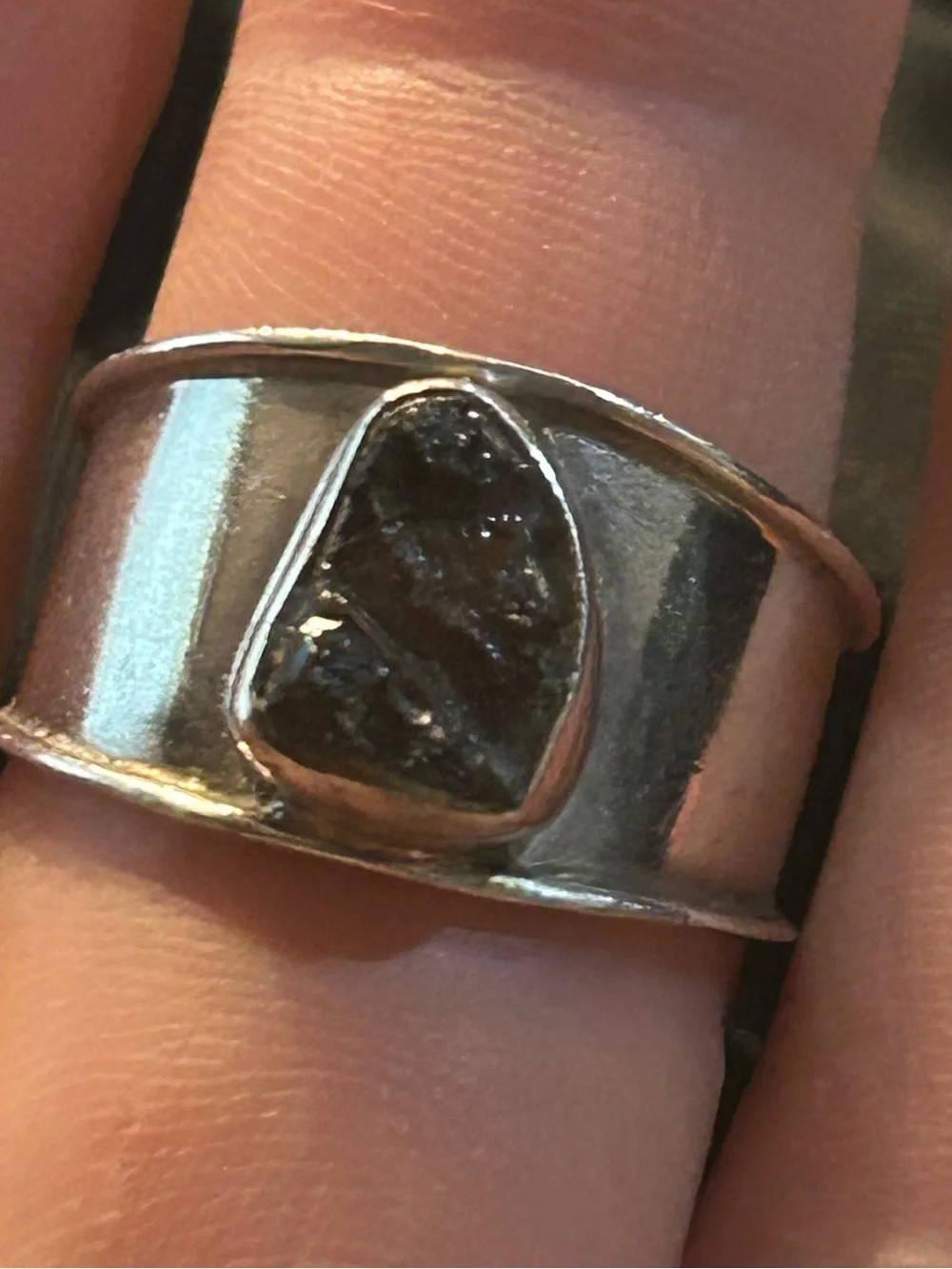 Moldavite Sterling Silver Ring - Picture 2 of 5